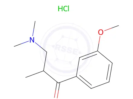 Chemical structure of 3-(Dimethylamino)-1-(3-methoxyphenyl)-2-methyl-1-propanone Hydrochloride