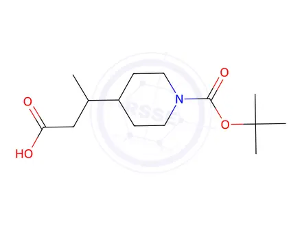 Chemical structure of 3-{1-[(tert-butoxy)carbonyl]piperidin-4-yl}butanoic acid