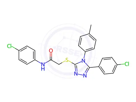 Chemical structure of N-(4-chlorophenyl)-2-((5-(4-chlorophenyl)-4-(p-tolyl)-4H-1,2,4-triazol-3-yl)thio)acetamide