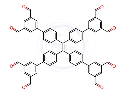 Chemical structure of 4',4''',4''''',4'''''''-(Ethene-1,1,2,2-tetrayl)tetrakis(([1,1'-biphenyl]-3,5-dicarbaldehyde))