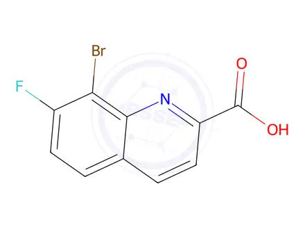Chemical structure of 8-Bromo-7-fluoroquinoline-2-carboxylic acid