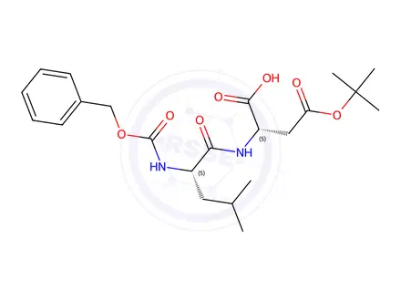 Chemical structure of (S)-2-((S)-2-(((Benzyloxy)carbonyl)amino)-4-methylpentanamido)-4-(tert-butoxy)-4-oxobutanoic acid