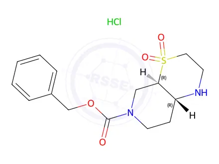 Chemical structure of Benzyl (4aR,8aR)-octahydro-6H-pyrido[3,4-b][1,4]thiazine-6-carboxylate 4,4-dioxide hydrochloride