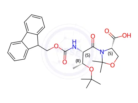 Chemical structure of FMOC-THR(TBU)-SER(PSI(ME,ME)PRO)-OH