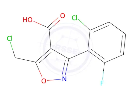 Chemical structure of 3-(2-Chloro-6-fluorophenyl)-5-(chloromethyl)-4-isoxazolyl]carboxylic Acid