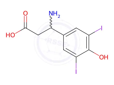 Chemical structure of 3-Amino-3-(3,5-diiodo-4-hydroxy-phenyl)propionic acid
