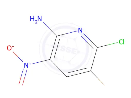 Chemical structure of 5-Bromo-6-Chloro-3-Nitropyridin-2-Amine
