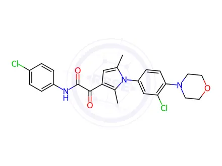 Chemical structure of 2-[1-(3-chloro-4-morpholinophenyl)-2,5-dimethyl-1H-pyrrol-3-yl]-N-(4-chlorophenyl)-2-oxoacetamide