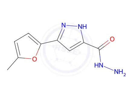 Chemical structure of 5-(5-Methyl-2-furanyl)-1H-pyrazole-3-carboxylic acid hydrazide