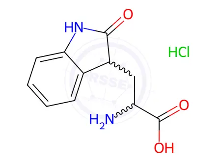 Chemical structure of 2-amino-3-(2-hydroxy-1H-indol-3-yl)propanoic acid hydrochloride