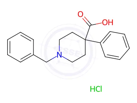 Chemical structure of Hydrochloride, 1-benzyl-4-phenylpiperidine-4-carboxylic acid