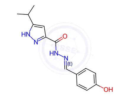 Chemical structure of N'-(4-Hydroxybenzylidene)-3-isopropyl-1H-pyrazole-5-carbohydrazide