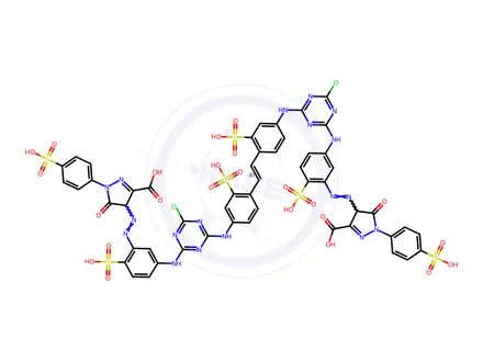 Chemical structure of 4,4'-[1,2-vinylenebis[(3-sulpho-p-phenylene)imino(6-chloro-1,3,5-triazine-4,2-diyl)imino(6-sulpho-m-phenylene)azo]]bis[4,5-dihydro-5-oxo-1-(4-sulphophenyl)1H-pyrazole-3-carboxylic] acid
