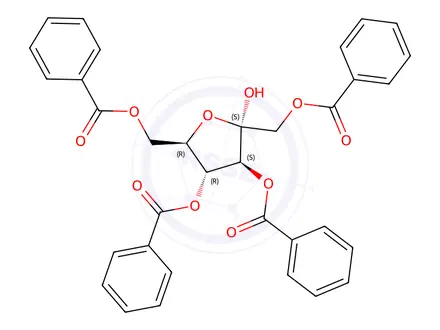 Chemical structure of 1,3,4,6-TEtra-o-benzoyl-alpha-d-fructofuranose