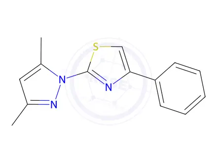 Chemical structure of 2-(3,5-Dimethyl-1H-pyrazol-1-yl)-4-phenyl-1,3-thiazole