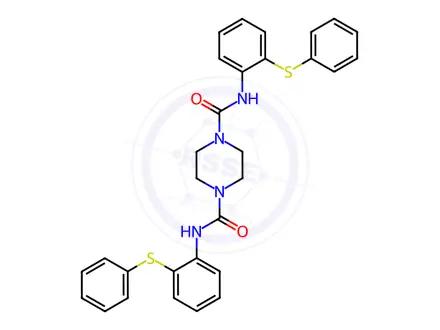 Chemical structure of N1,N4-Bis[2-(phenylthio)phenyl]-1,4-piperazinedicarboxamide