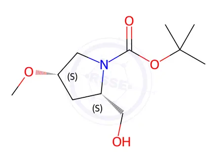 Chemical structure of (2S,4S)-tert-Butyl 2-(hydroxymethyl)-4-methoxypyrrolidine-1-carboxylate