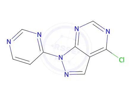 Chemical structure of 4-{4-chloro-1H-pyrazolo[3,4-d]pyrimidin-1-yl}pyrimidine