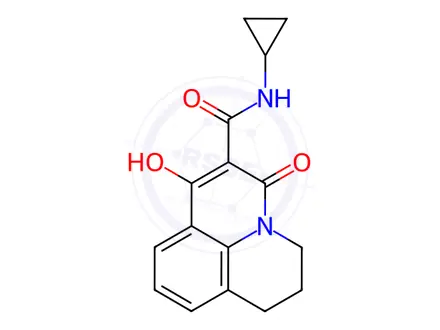 Chemical structure of N-cyclopropyl-7-hydroxy-5-oxo-2,3-dihydro-1H,5H-pyrido[3,2,1-ij]quinoline-6-carboxamide
