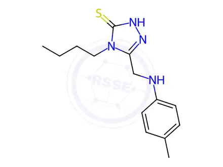Chemical structure of 4-Butyl-5-((p-tolylamino)methyl)-4H-1,2,4-triazole-3-thiol