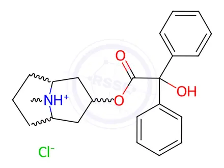 Chemical structure of 9-Methyl-3β-granatanylbenzilate hydrochloride