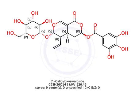Chemical structure of 7β-Galloyloxysweroside
