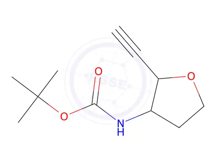Chemical structure of Carbamic acid, (2-ethynyltetrahydro-3-furanyl)-, 1,1-dimethylethyl ester (9CI)