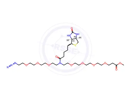 Chemical structure of rel-Methyl 27-azido-16-[5-[(3aR,4R,6aS)-hexahydro-2-oxo-1H-thieno[3,4-d]imidazol-4-yl]-1-oxopentyl]-4,7,10,13,19,22,25-heptaoxa-16-azaheptacosanoate